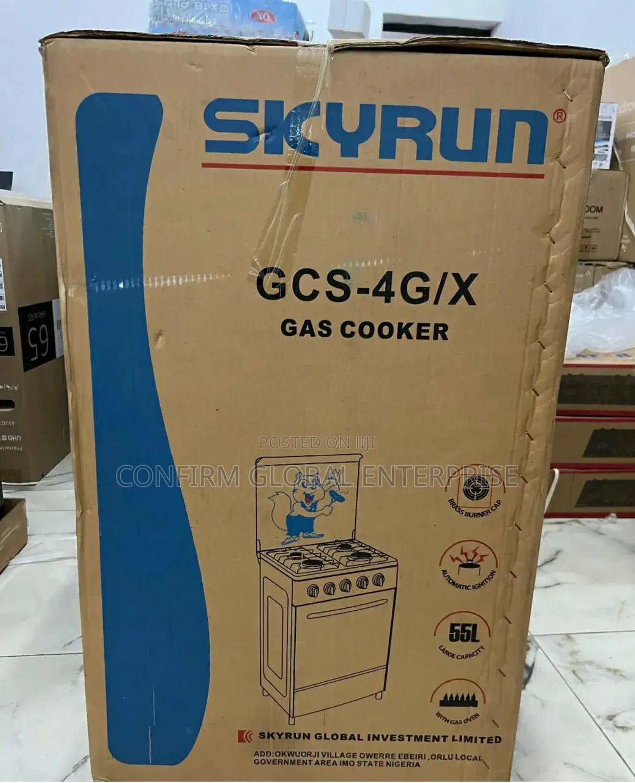4 Burner Skyrun Gas Cooker With Oven 50×50