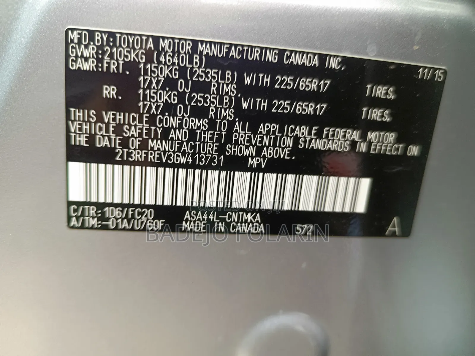 Toyota RAV4 XLE AWD (2.5L 4cyl 6A) 2017 Silver