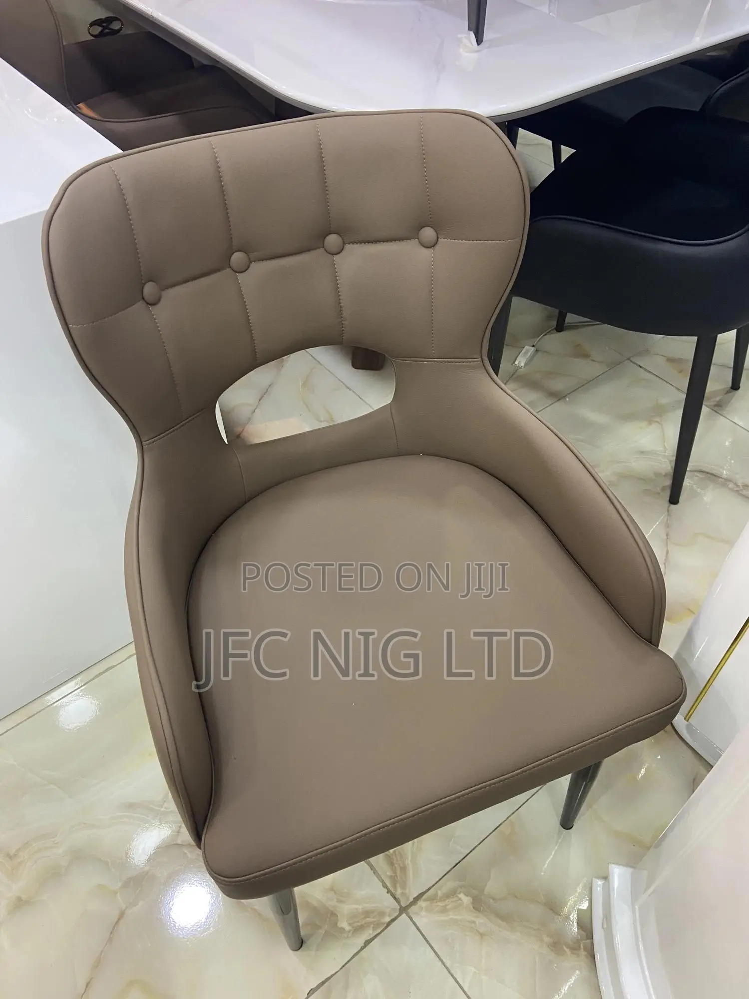 Strong Leather Dining Chair;Beige,Brown and Black Colour