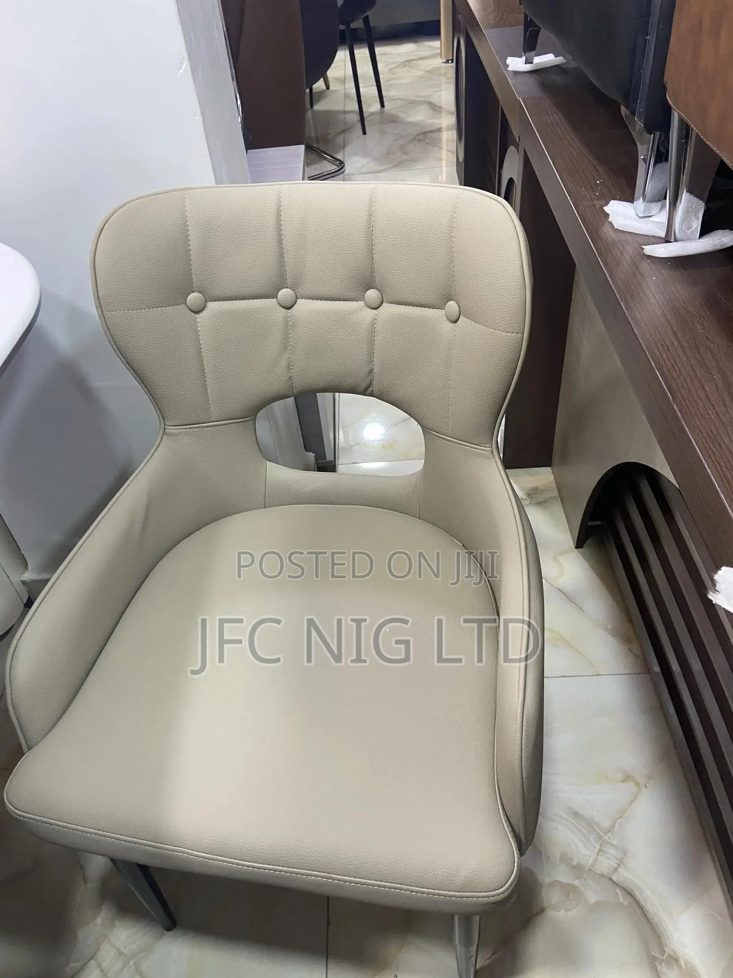 Strong Leather Dining Chair;Beige,Brown and Black Colour