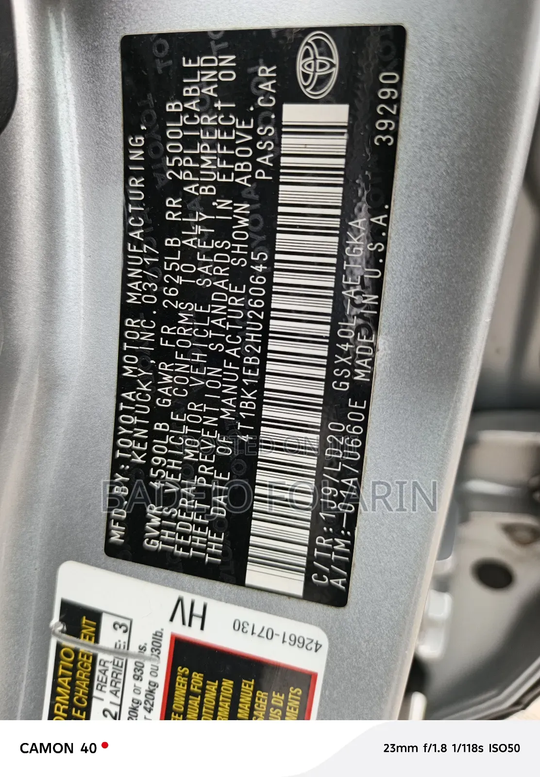 Toyota Avalon XLE Premium Sedan FWD (3.5L 6cyl 6A) 2017 Silver
