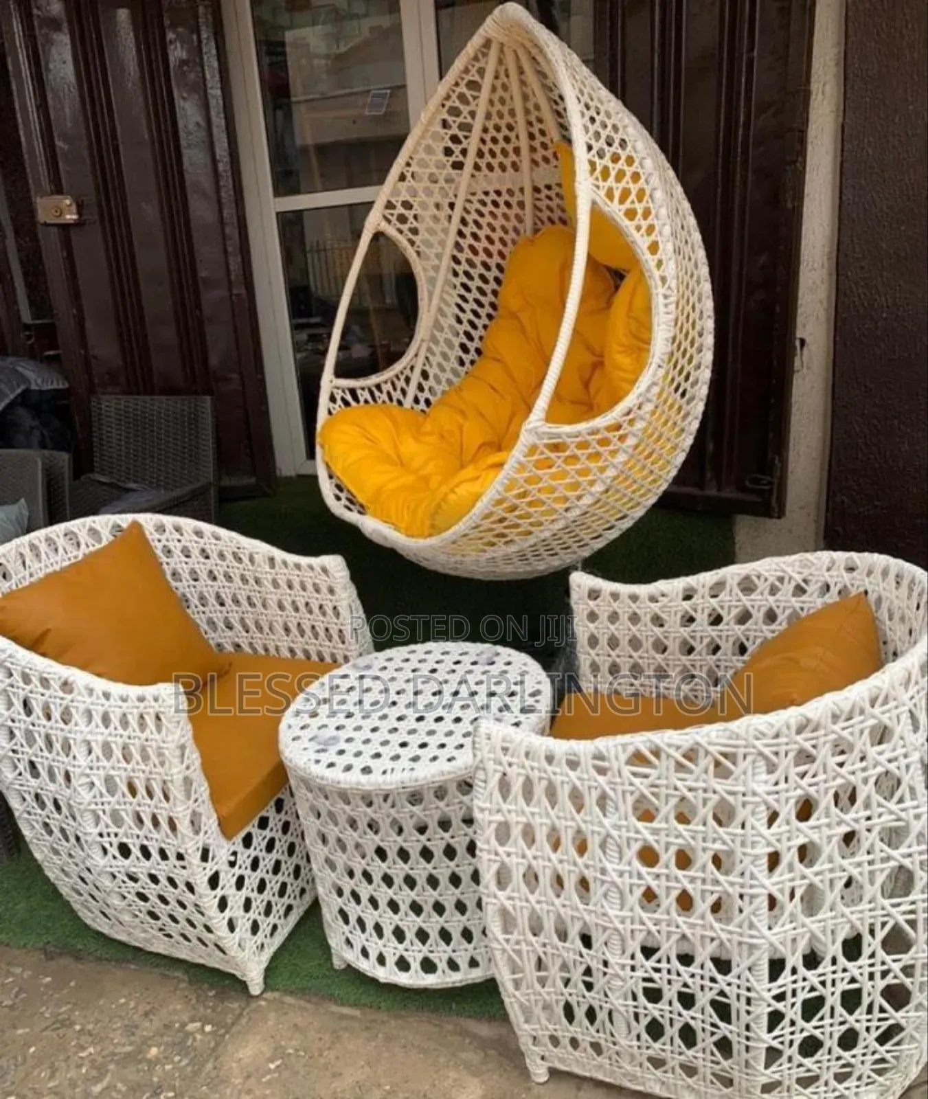 Quality Imported White Rattan Chair With White Swing Chair