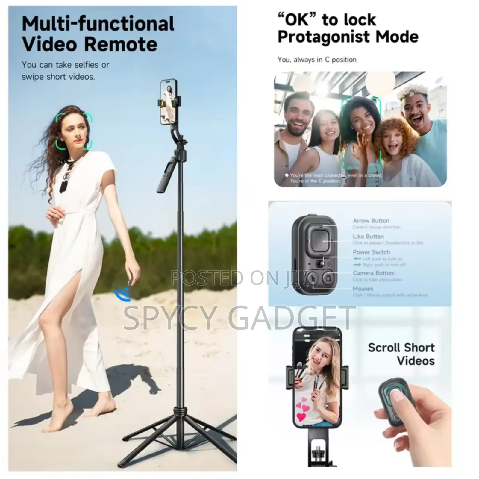 Ai Auto Face Track Selfie Stick Quadrapod Gimbal Stabilizer
