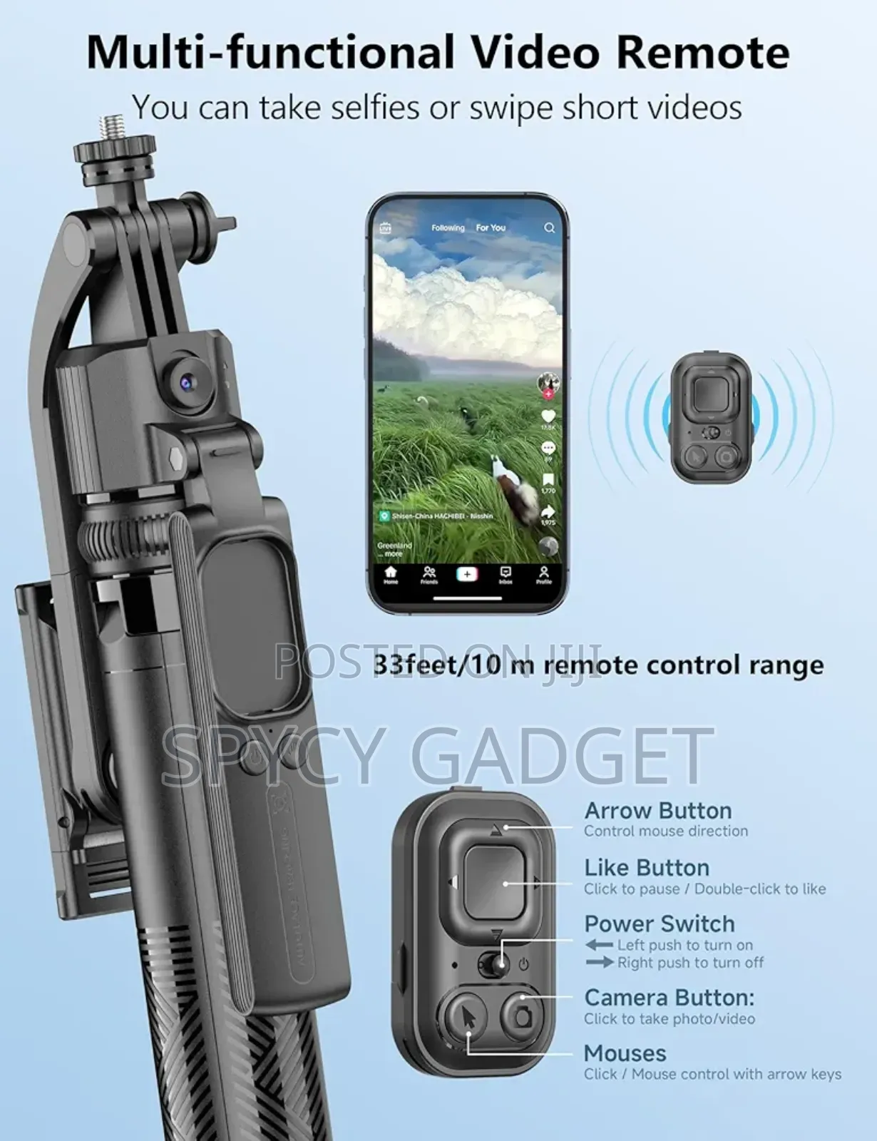 64" Auto Face Tracking Selfie Stick Quadrapod Stand Gimbal