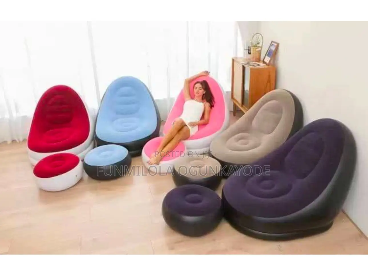 Inflatable Sofa With Foot Stool With Electric Pump