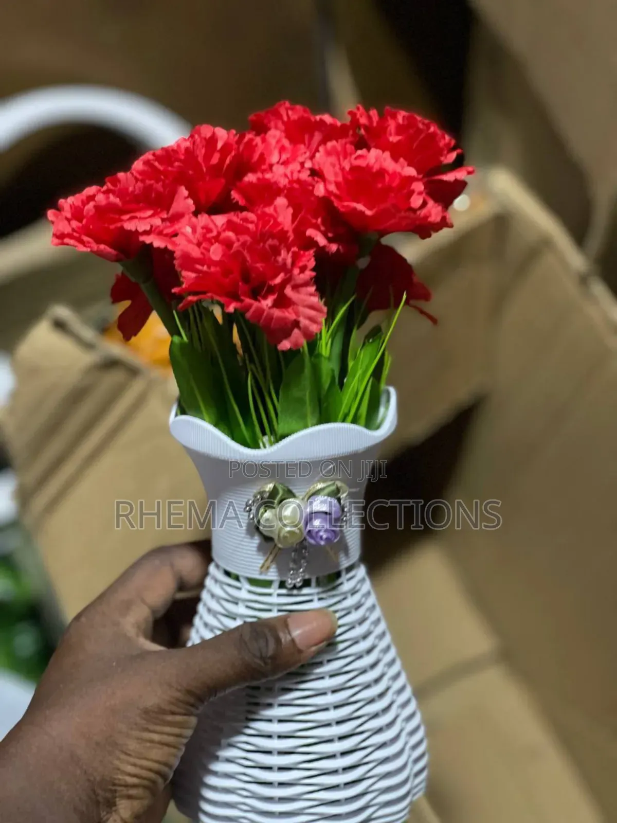 Vase Potted Flower Home and Office Decor With Double Flower