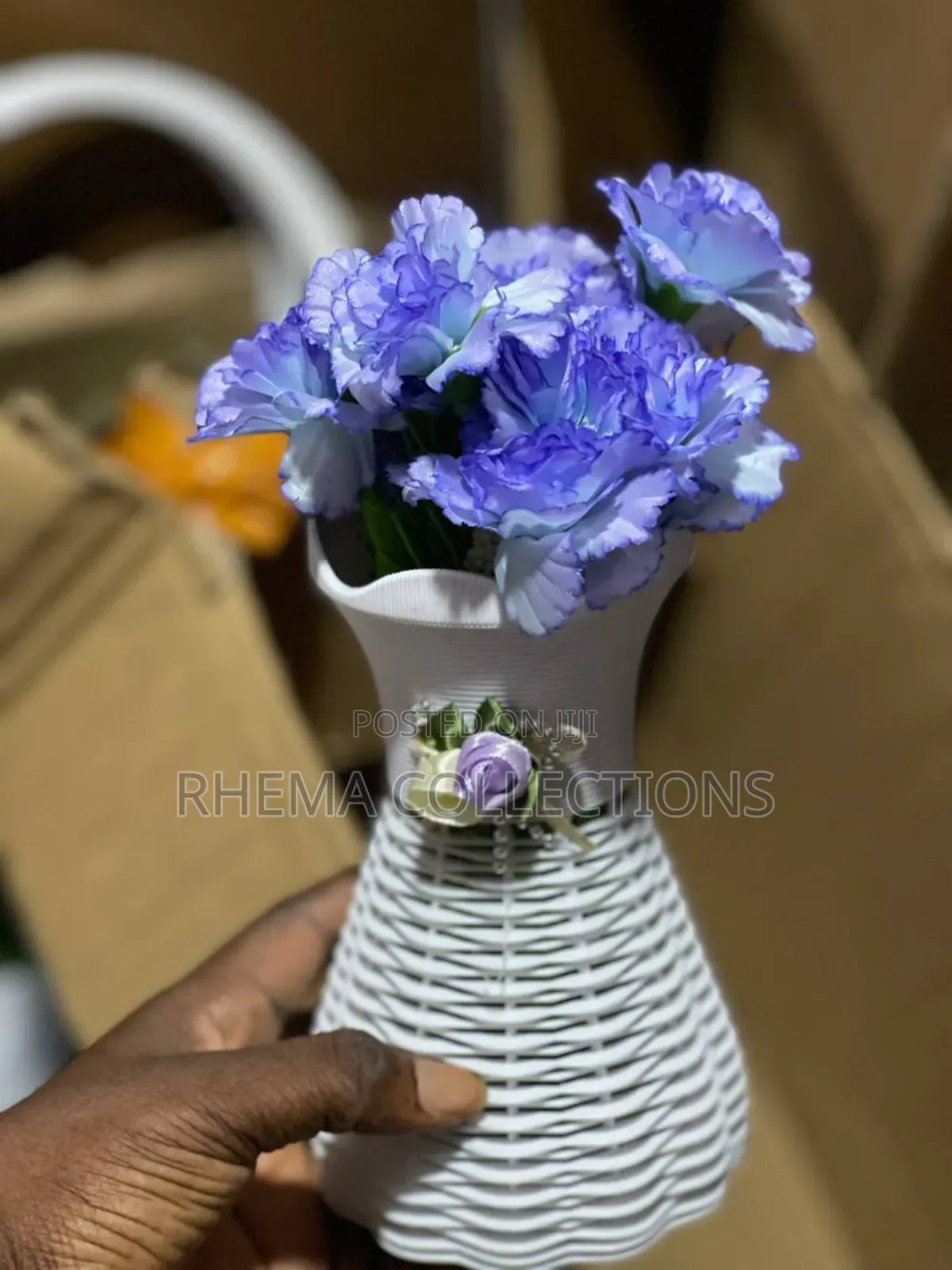 Vase Potted Flower Home and Office Decor With Double Flower