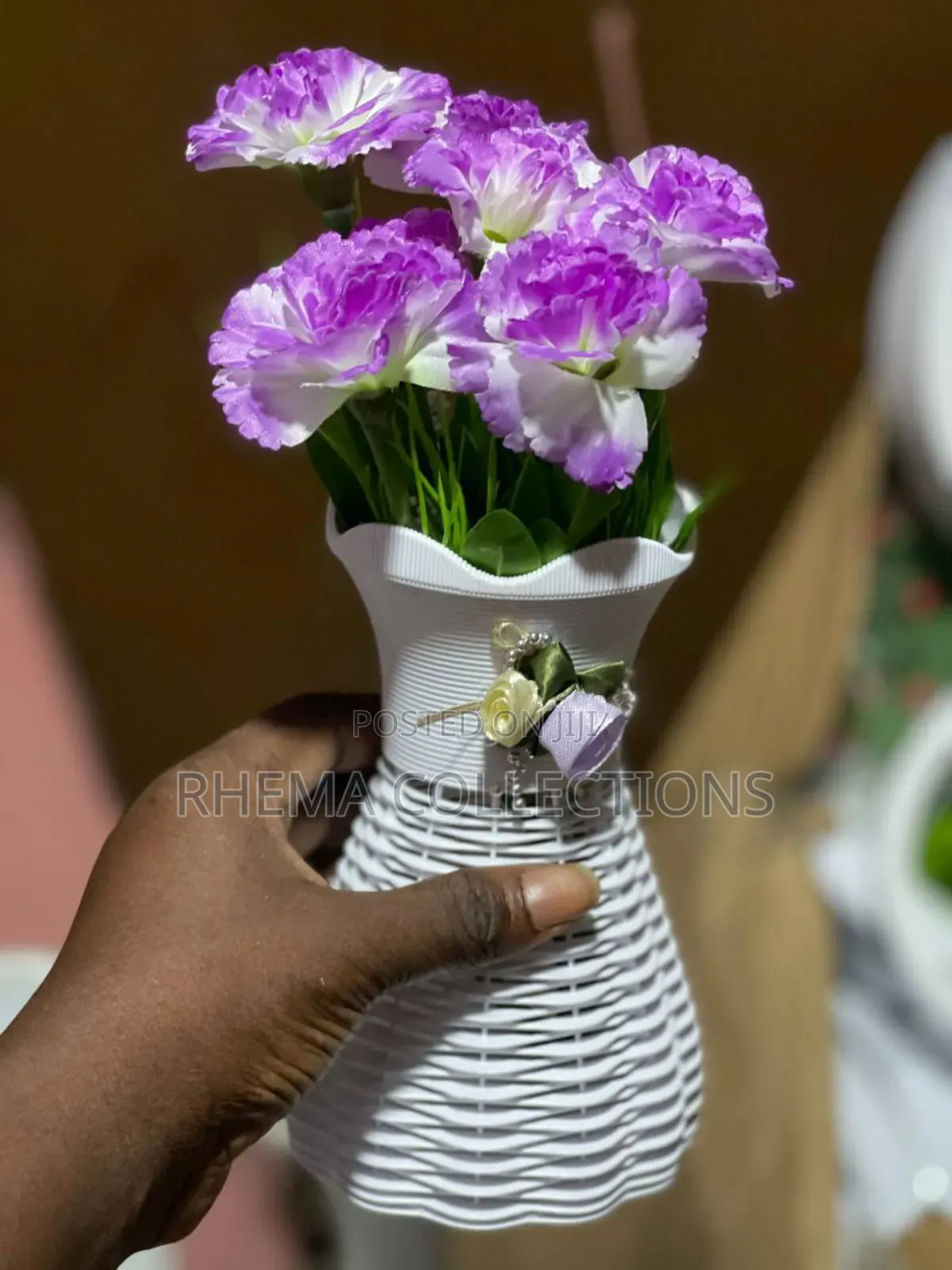 Vase Potted Flower Home and Office Decor With Double Flower