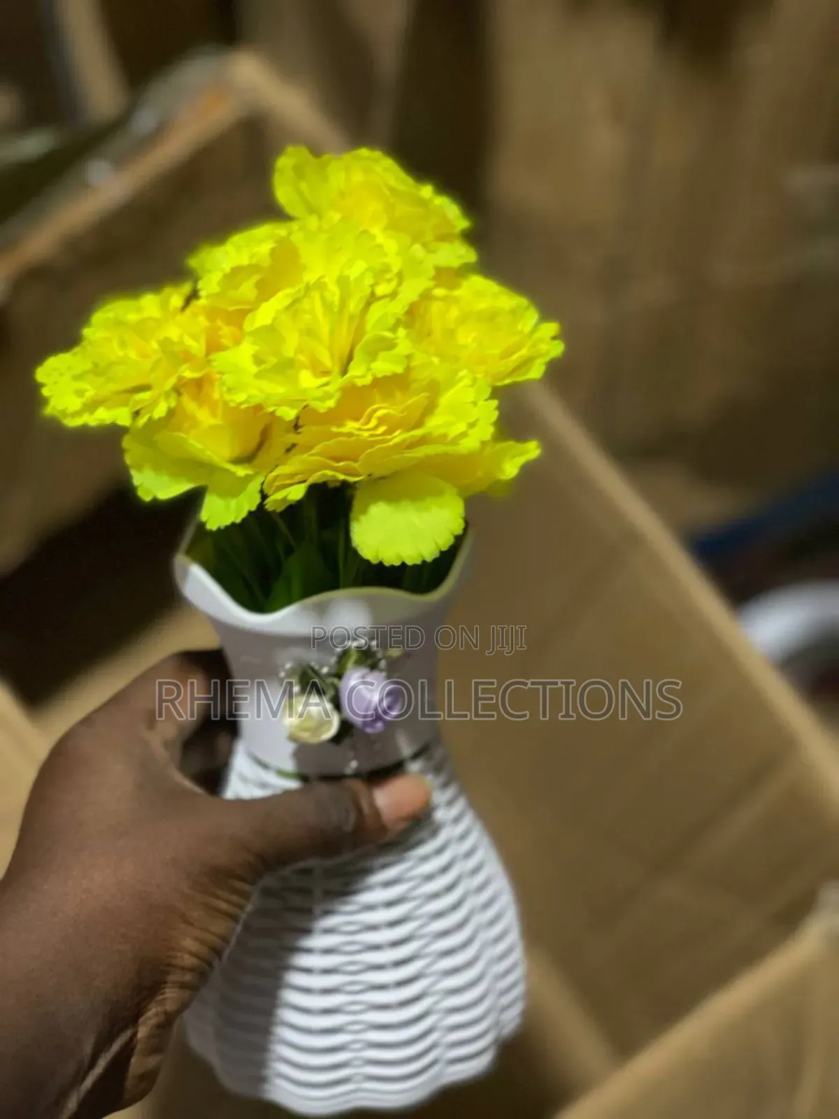 Vase Potted Flower Home and Office Decor With Double Flower