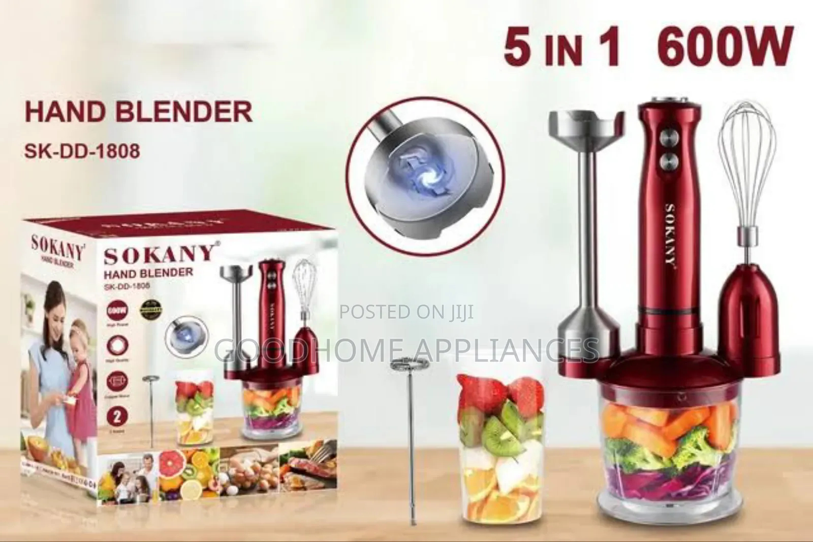 Sokany 5 in 1 Hand Blender 600w