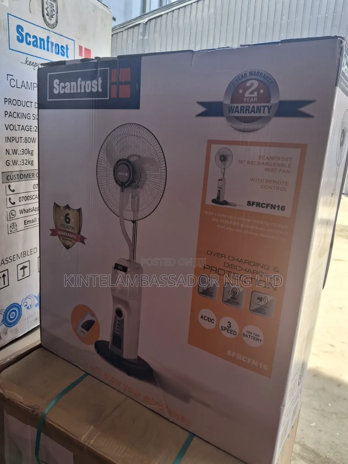 16" Scanfrost Rechargeable Mist Fan With Remote