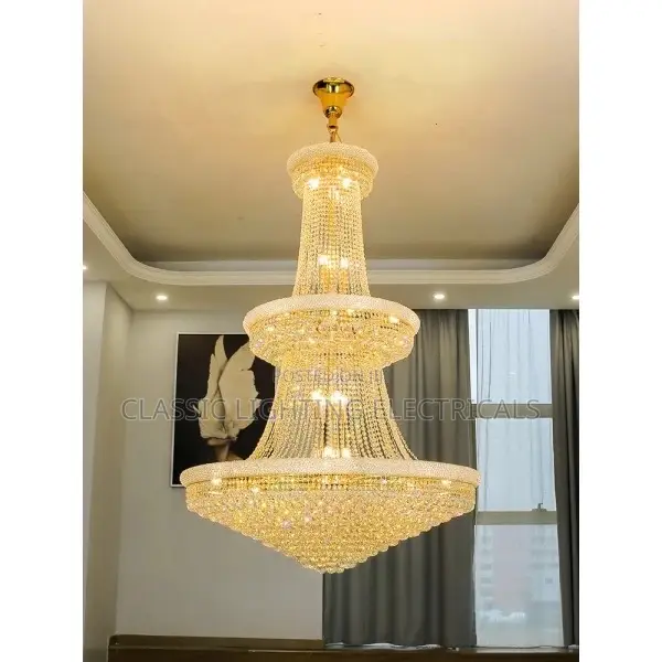 Luxury Living Room Crystal Chandelier Staircase European