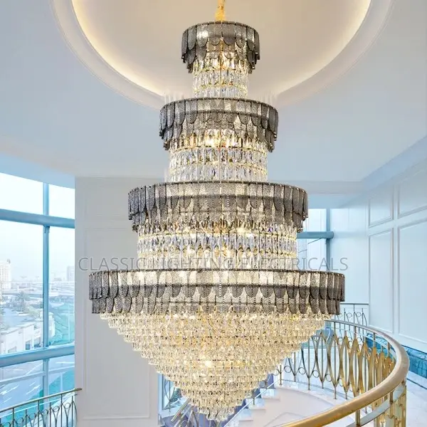 Modern Hotel Hallway High Ceiling Round Chandelier
