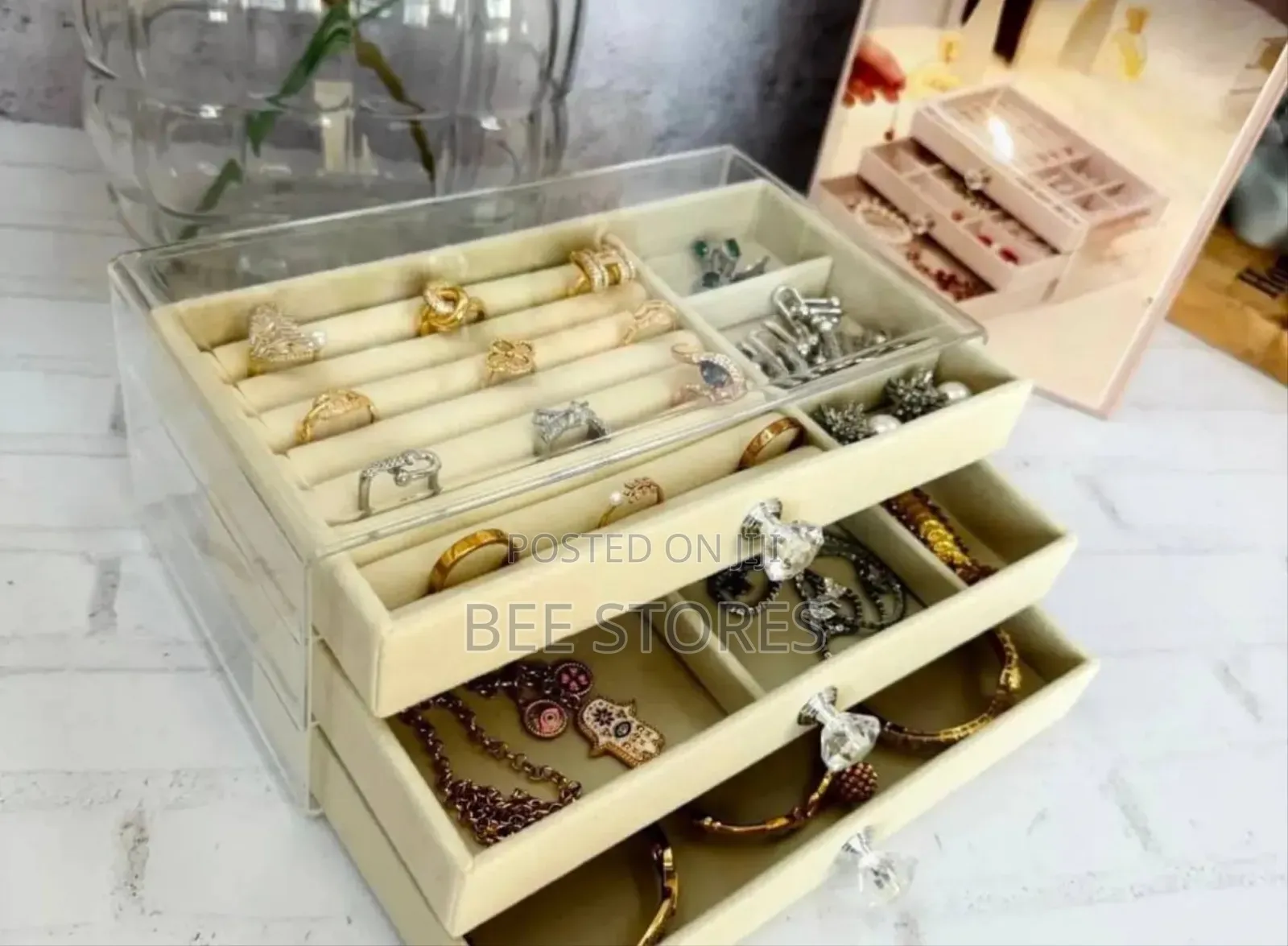 Multifunctional 3 Drawer Jewelry Box Organiser