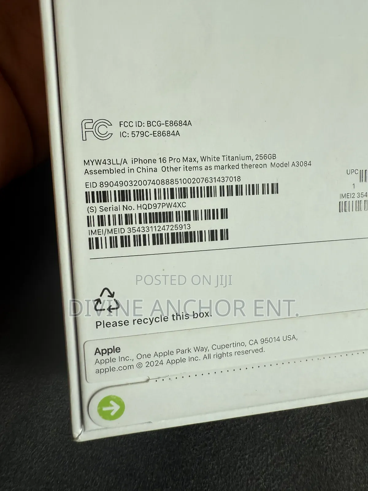 New Apple iPhone 16 Pro Max 256 GB White