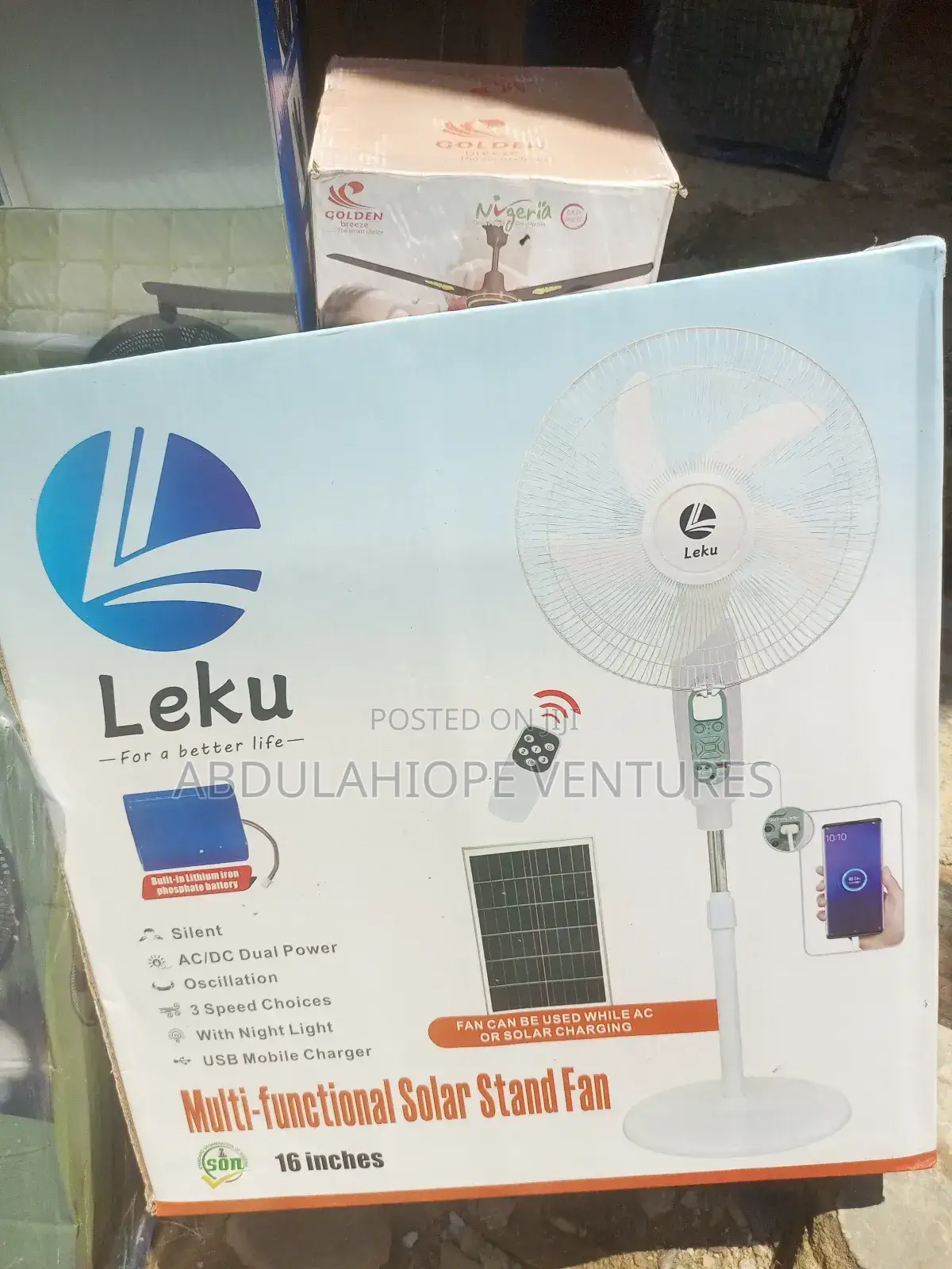 16" Solar Standing Fan