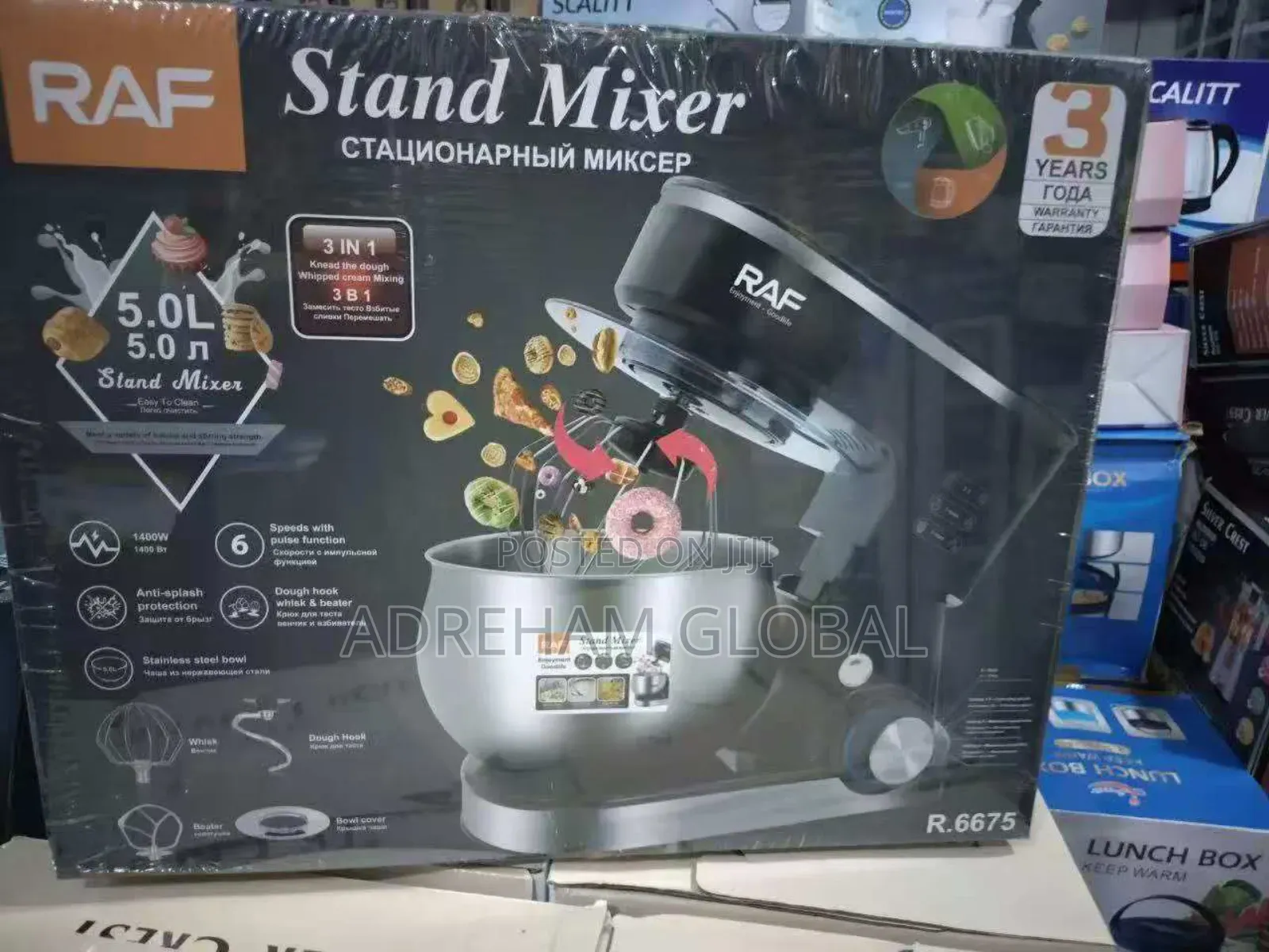 Raf 5.0l Stand Mixer With Stainless Steel Bowl 1400watts