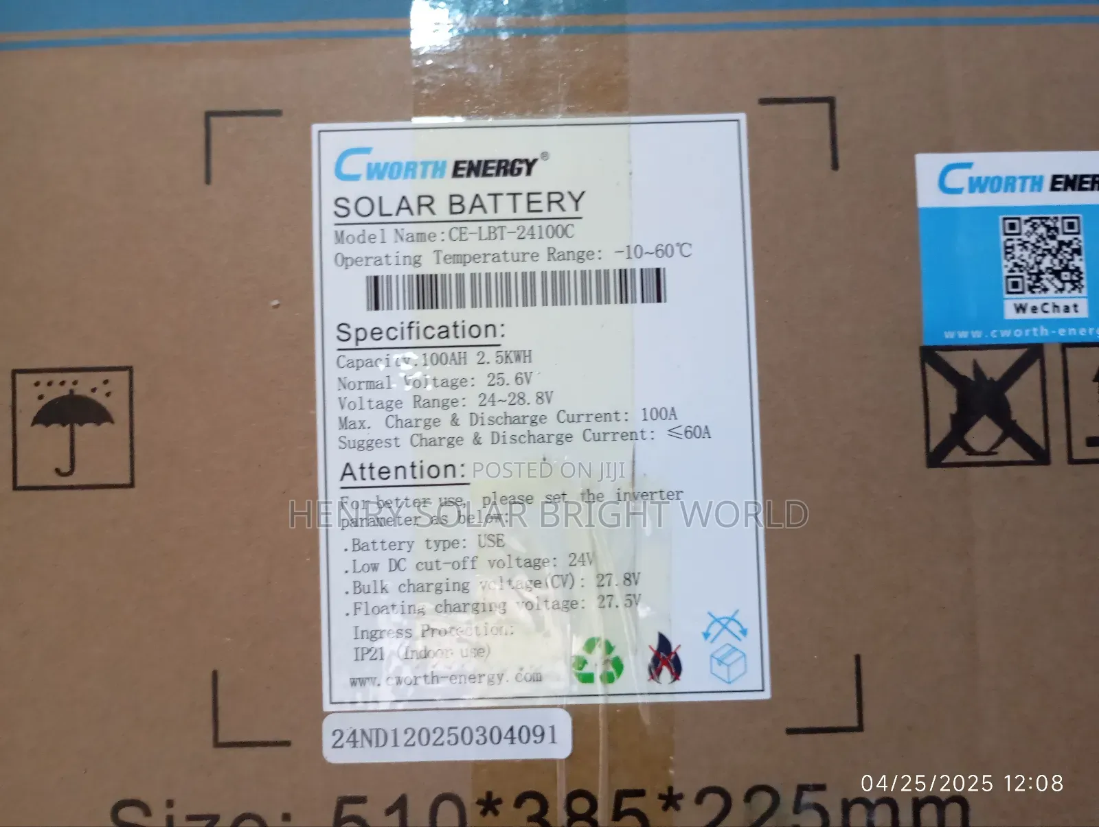 Cworth 2.5kwh 24v Lithium Battery