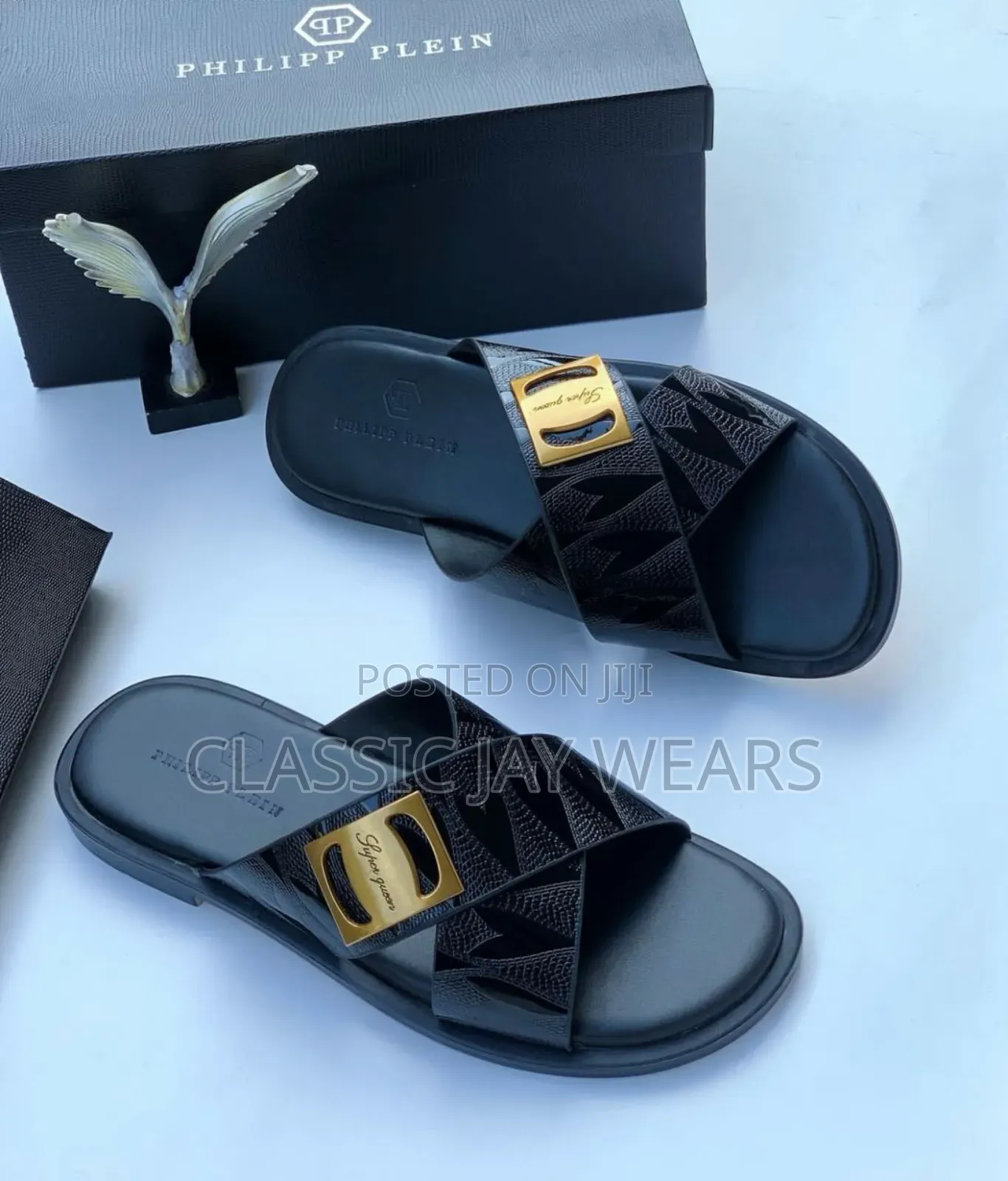 Original Philipp Plein Cross Black Slippers