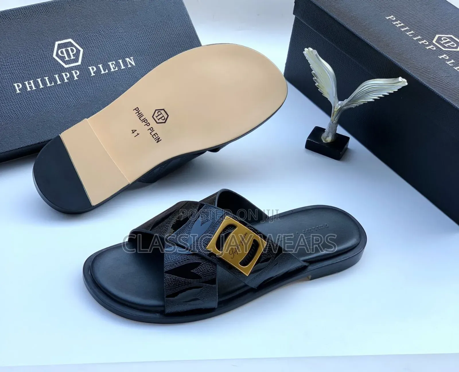 Original Philipp Plein Cross Black Slippers