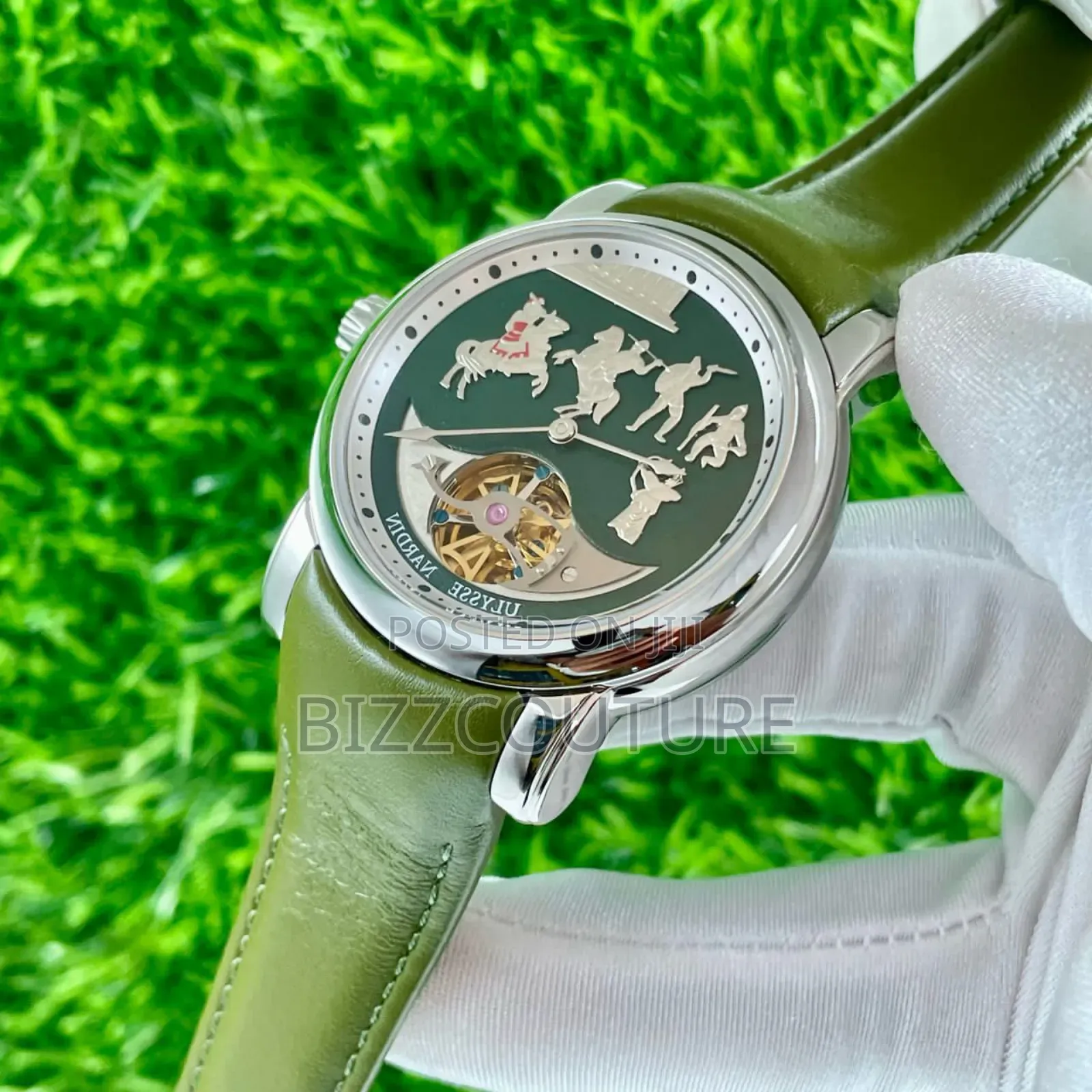 Original Ulysse Nardin Green Genuine Leather Strap Watch