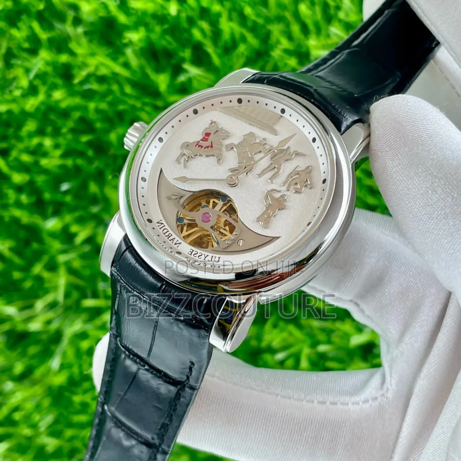 Original Ulysse Nardin Black Genuine Leather Strap Watch
