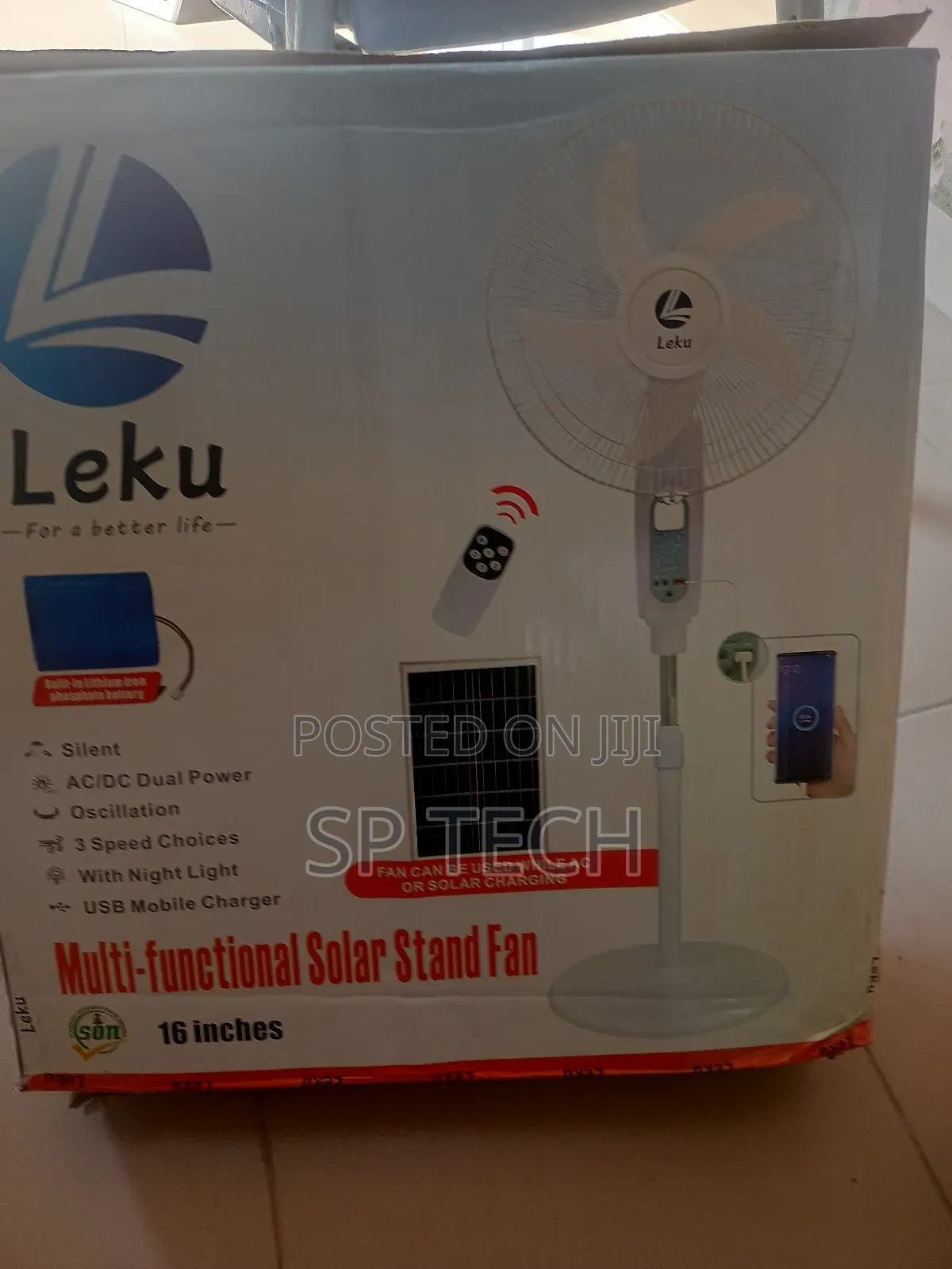 Sola Rechargeable Standing Fan With Mp Bluetooth