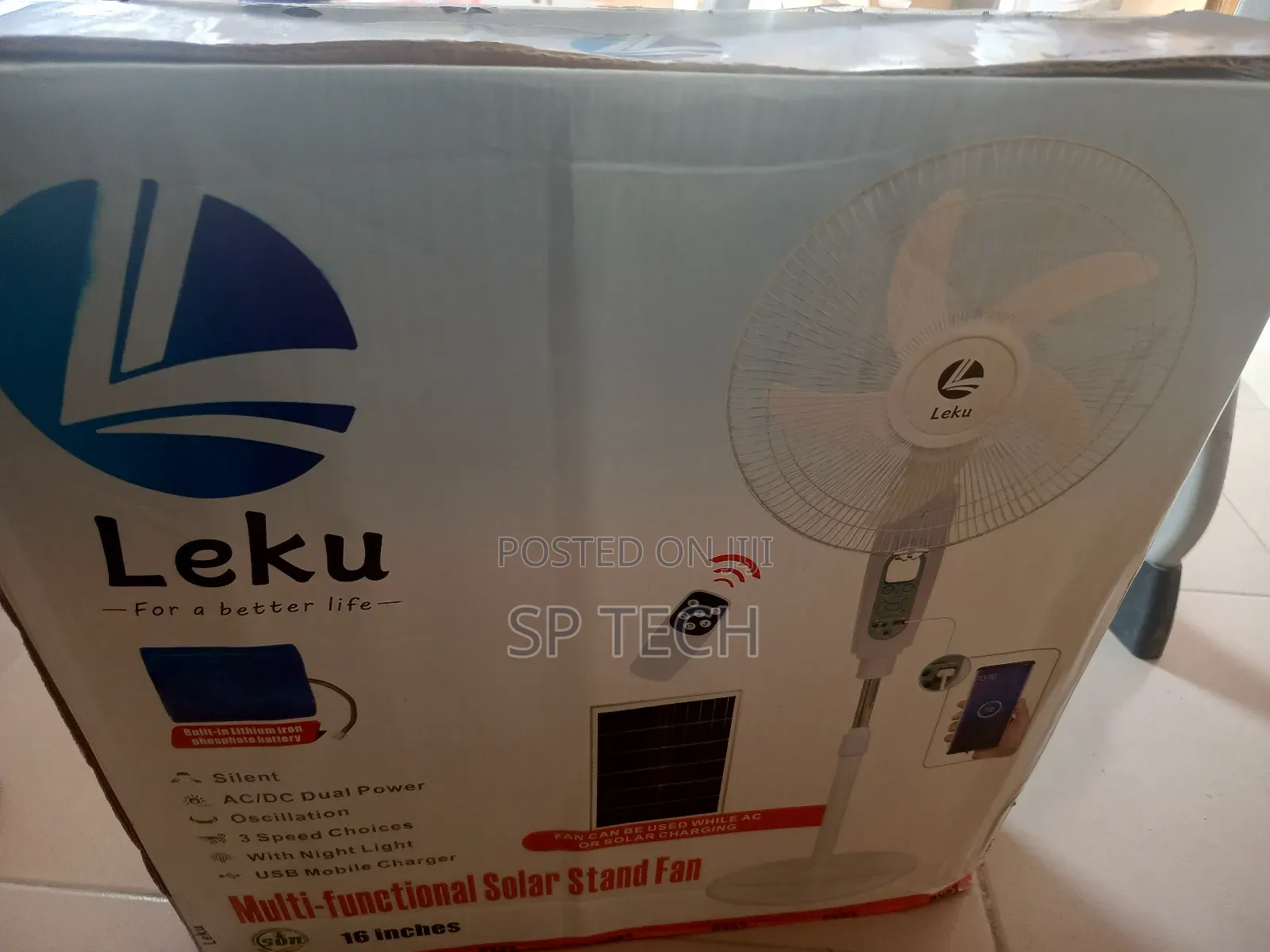 Sola Rechargeable Standing Fan With Mp Bluetooth