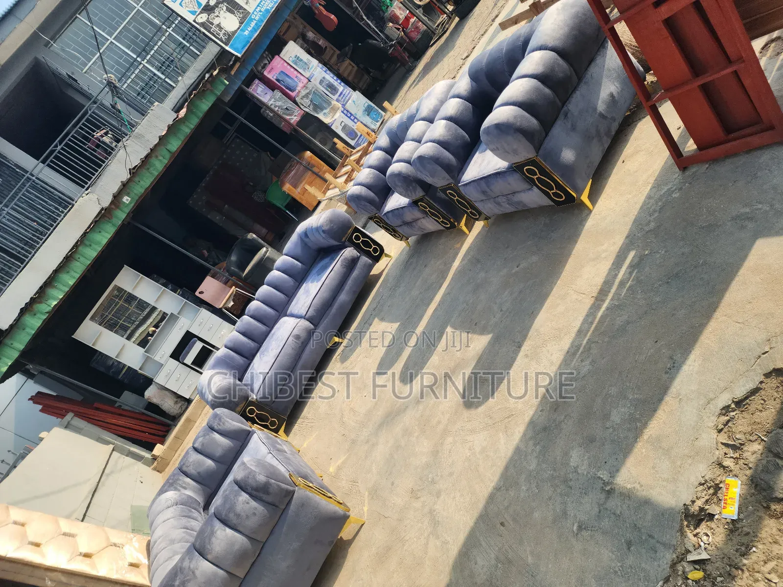 Grey Colour Padded Sofa Couch.