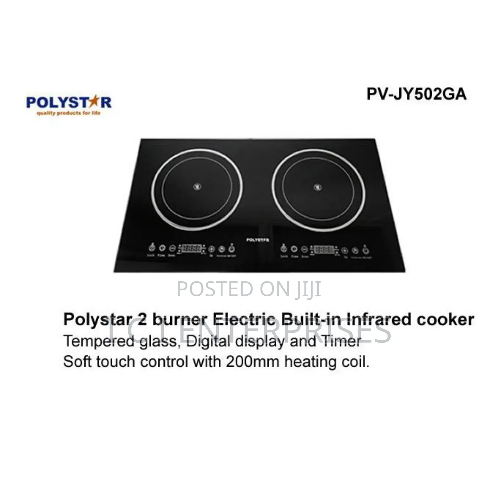 Polystar 2 Burner Electric Built-in Infrared Cooker