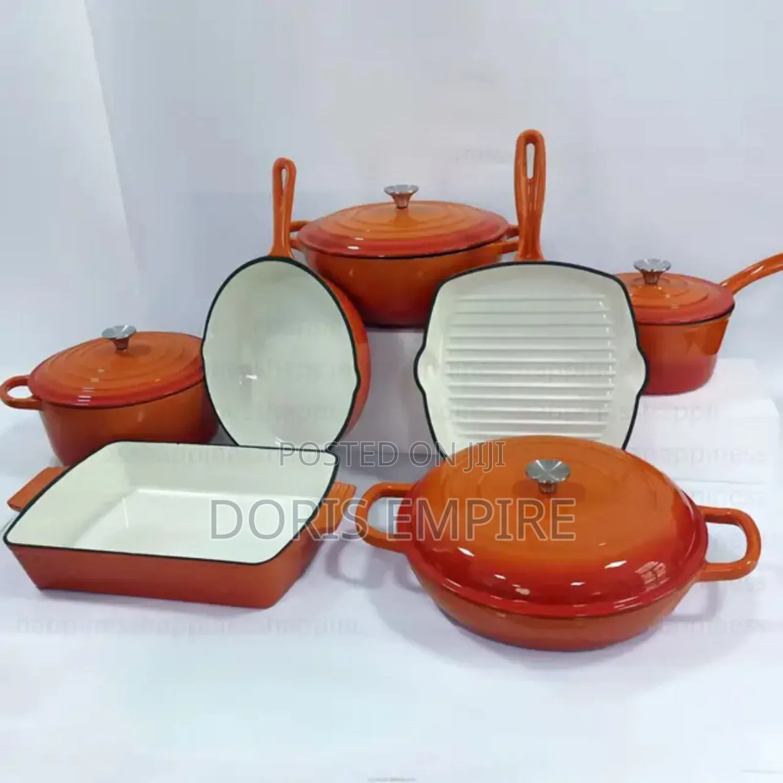 Qaulity 7pcs Enamel Cast Iron Pots and Pan Set Available
