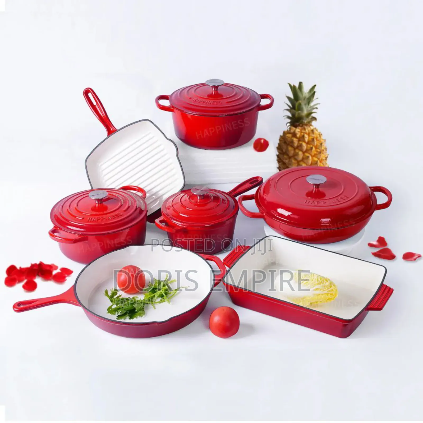 Qaulity 7pcs Enamel Cast Iron Pots and Pan Set Available