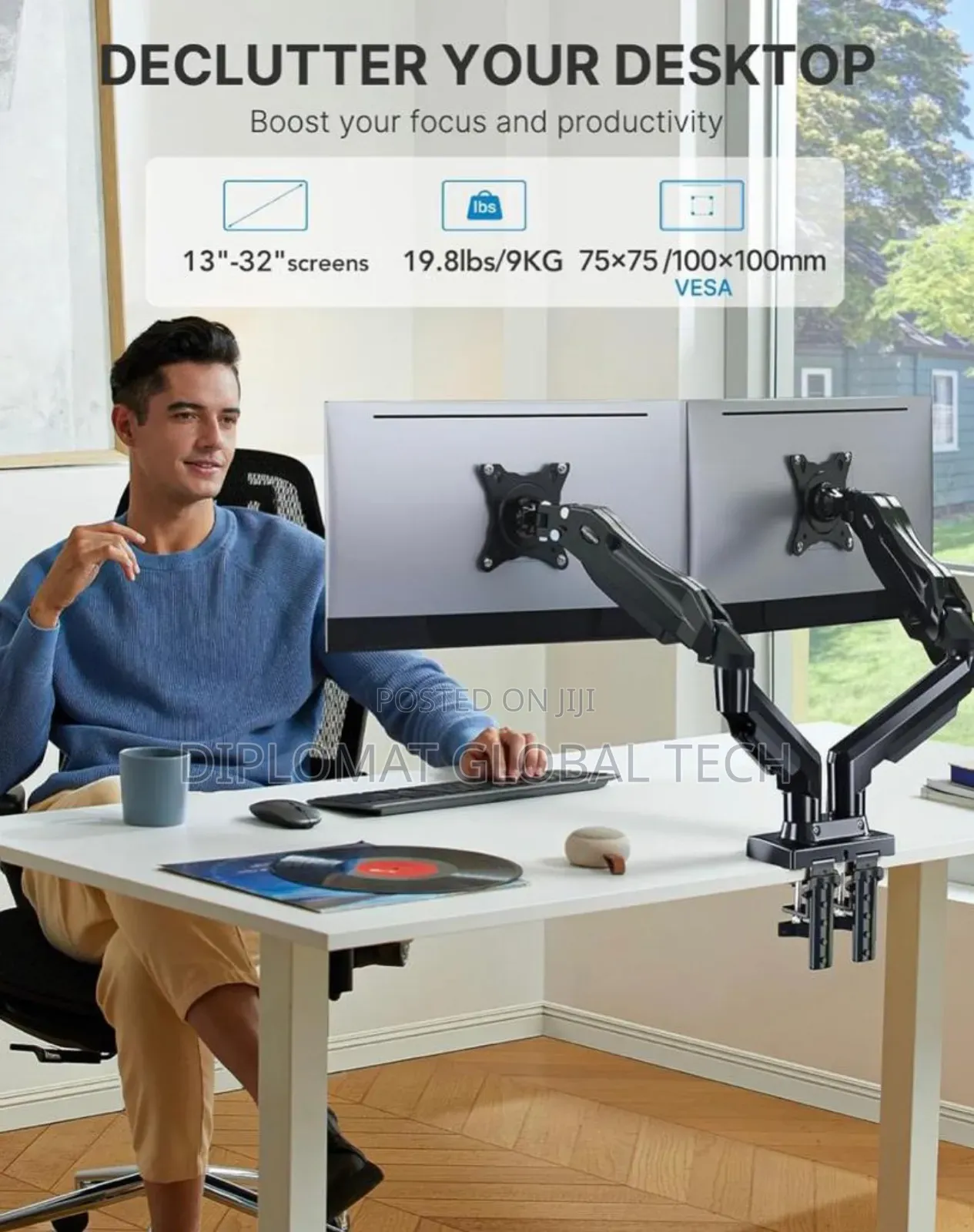 Huanuo Hnds6 Dual Monitor Stand Full Adjustable Monitor Desk