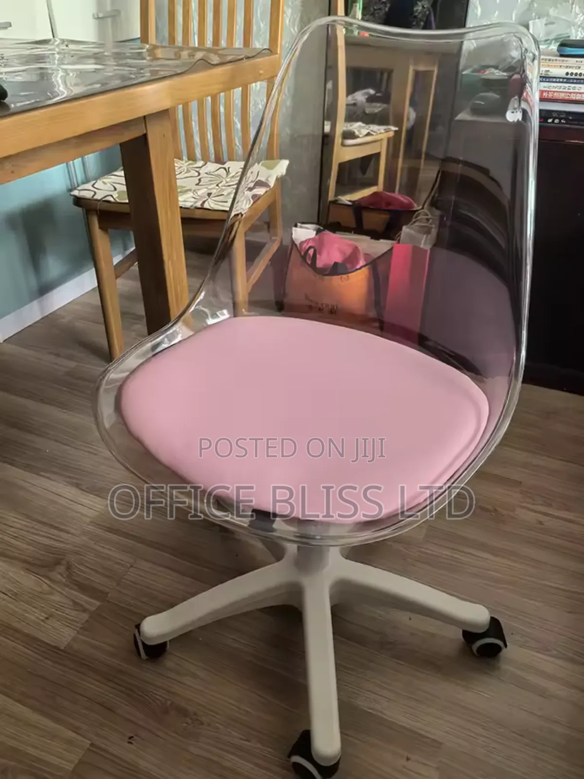 Acrylic Transparent Swivel Home Office Chair - Pink