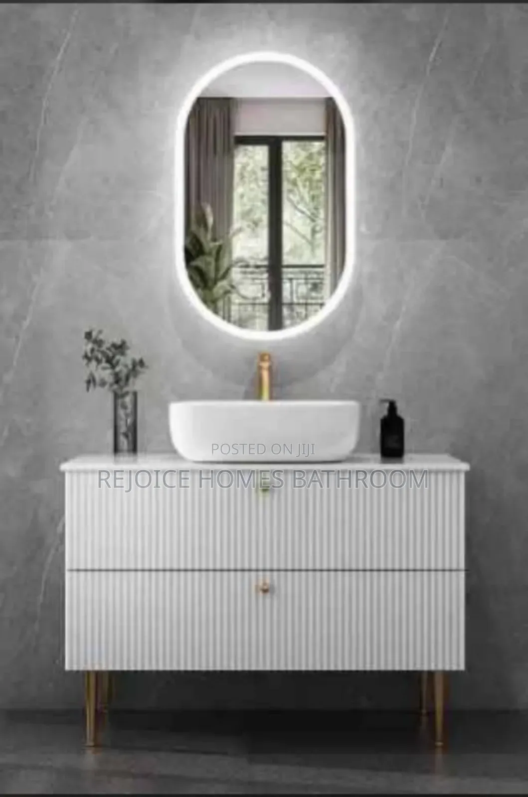 Modern White Bathroom Vanity Cabinet With Led Mirror