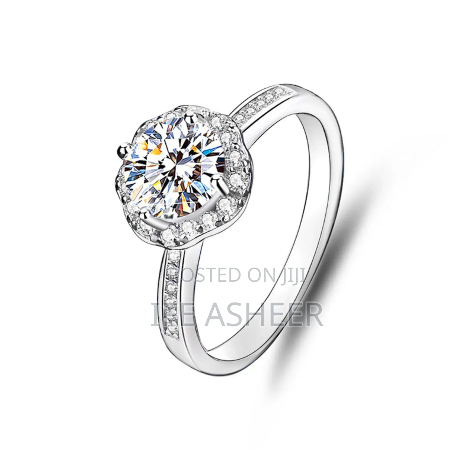 Princess Mossanite Diamond Stone Proposal Ring - Silver