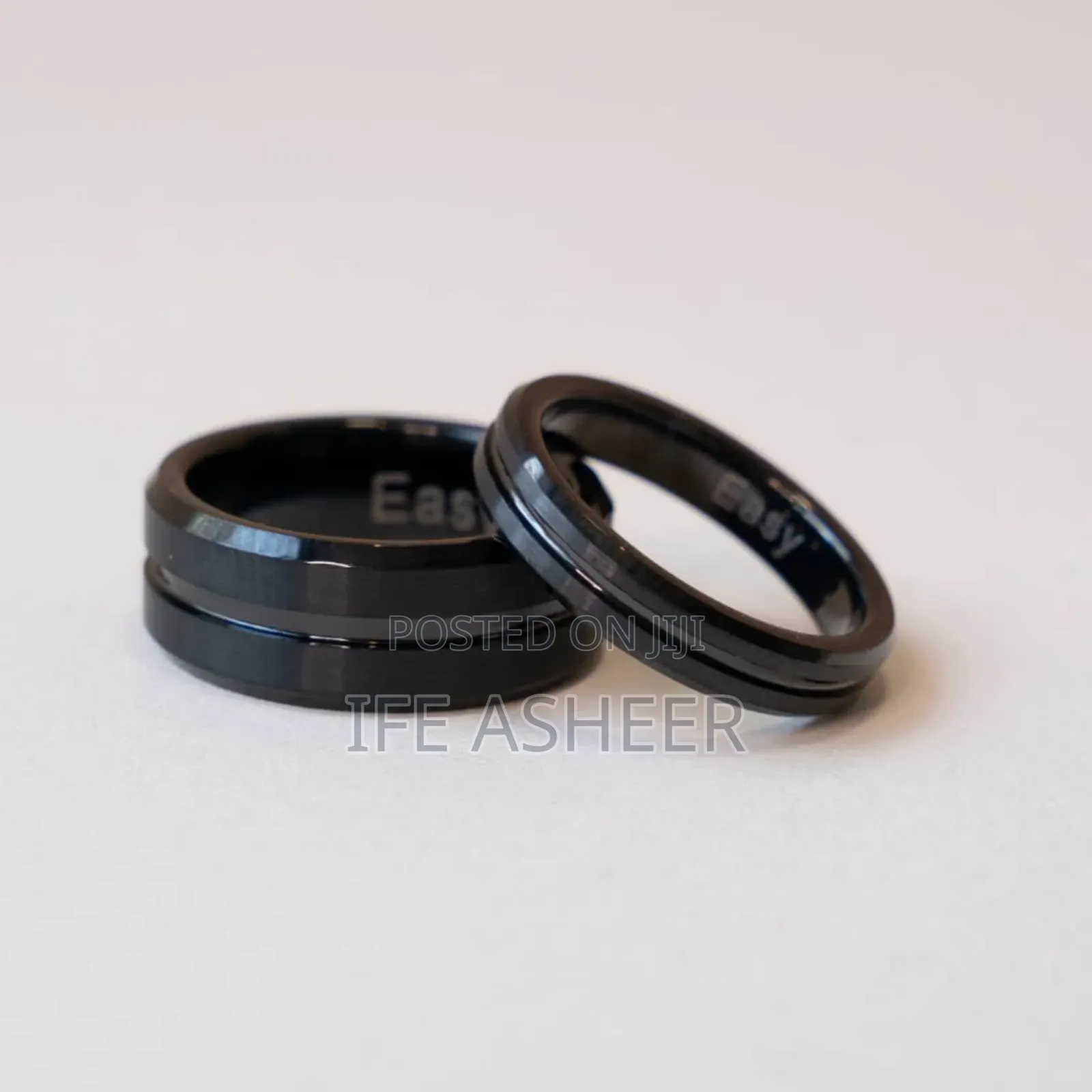 Black Wedding Band Rings for Couple - Black Ring