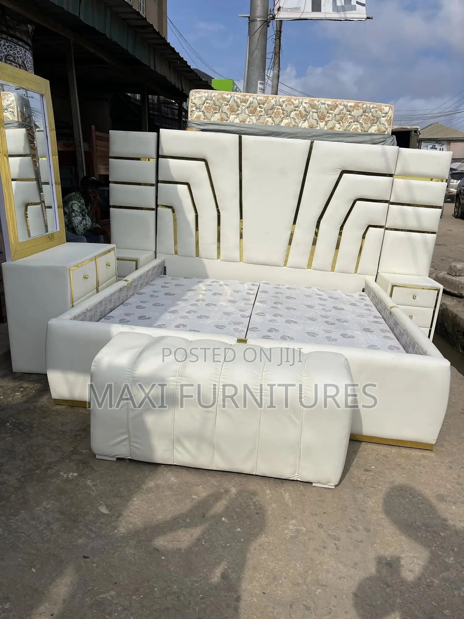 6ft by 6ft Leather Set of Bed
