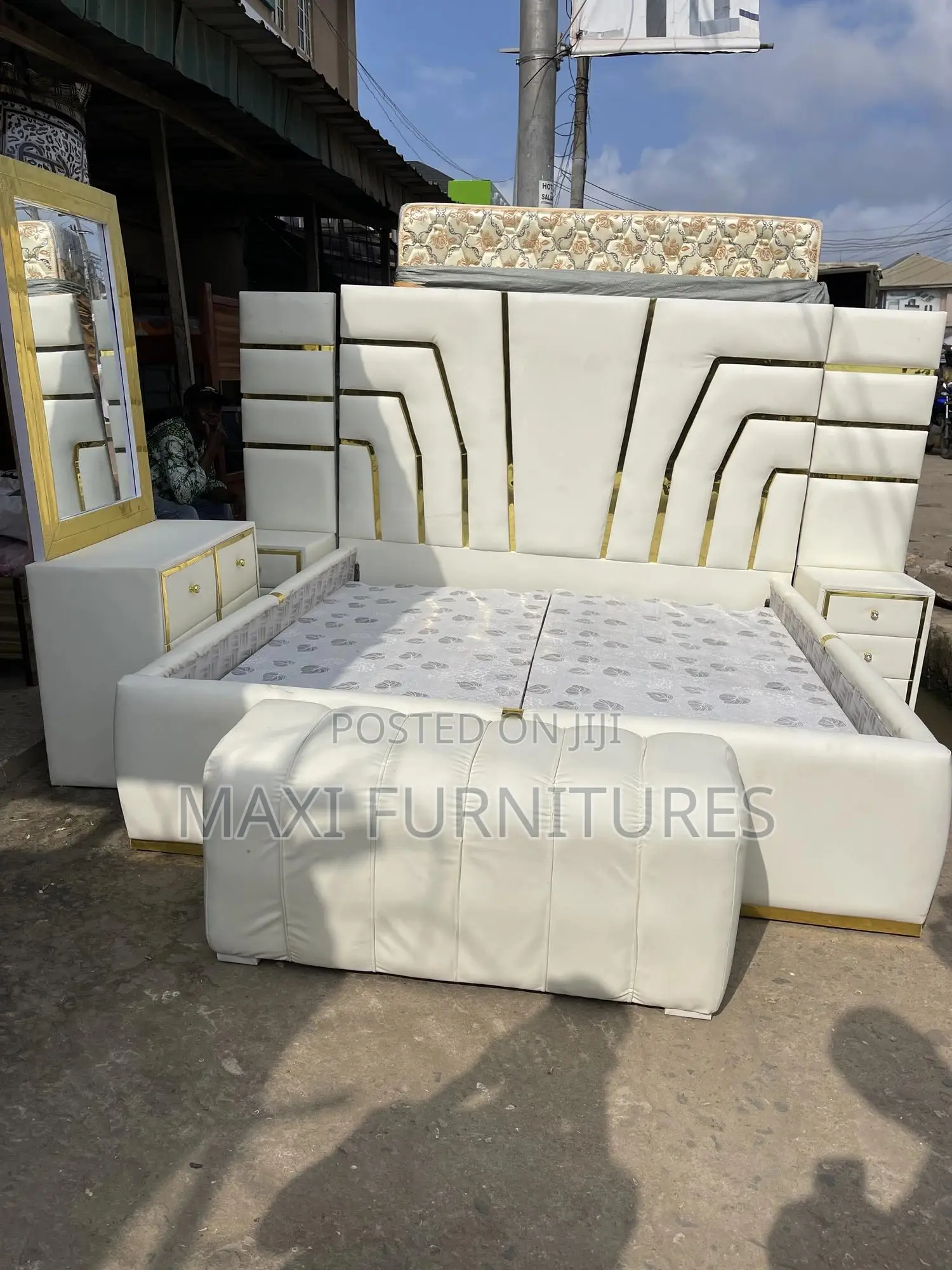 6ft by 6ft Leather Set of Bed