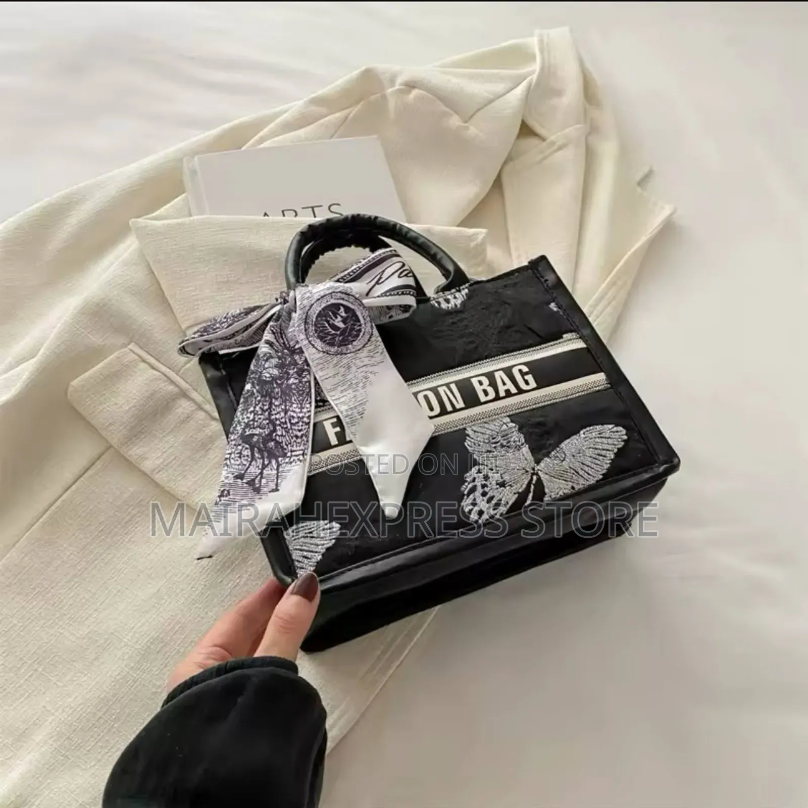 Casual Foreign Style Versatile Silk Scarf Bow Portable Bag