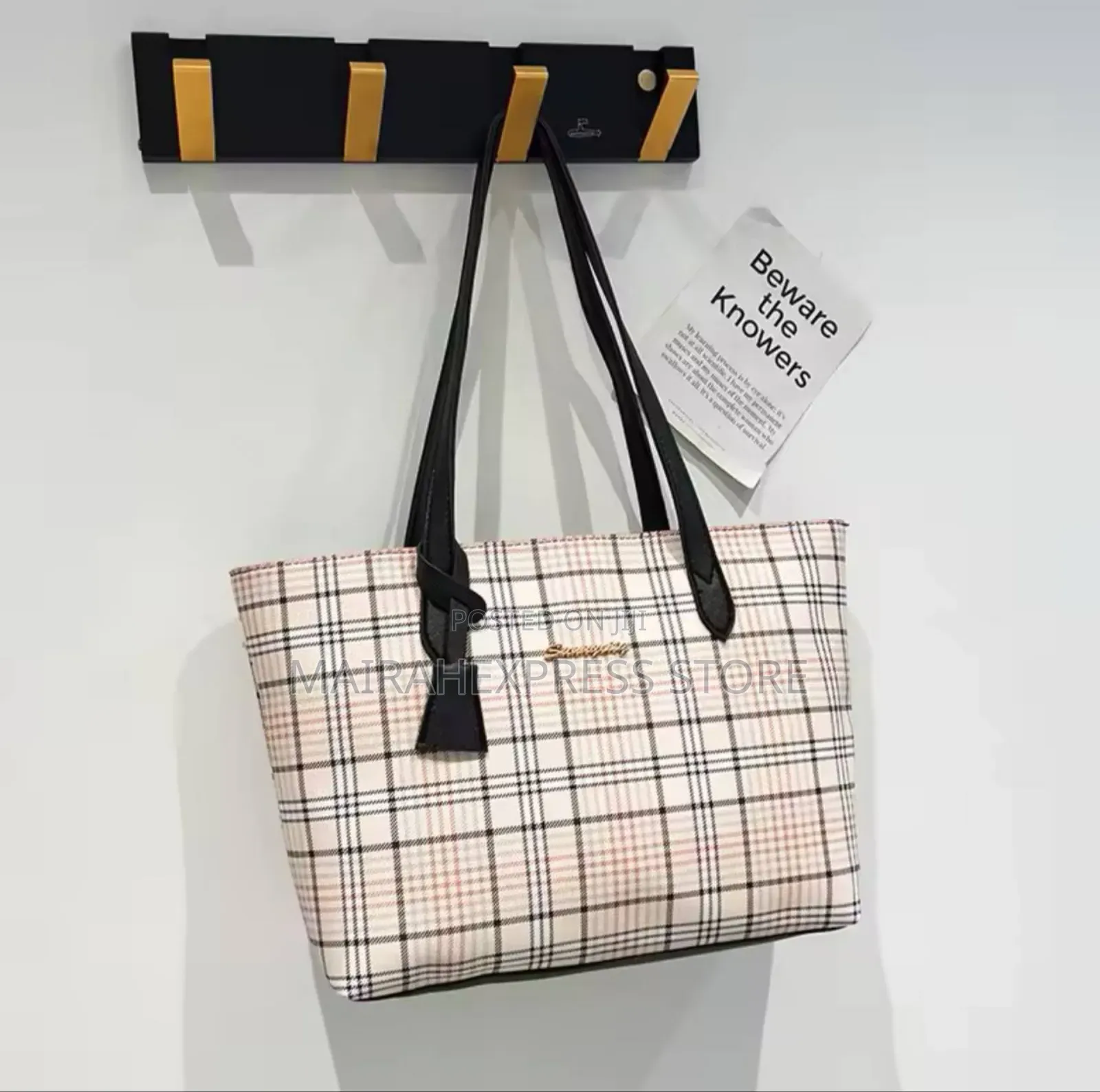 Checkered Print Tote Bag