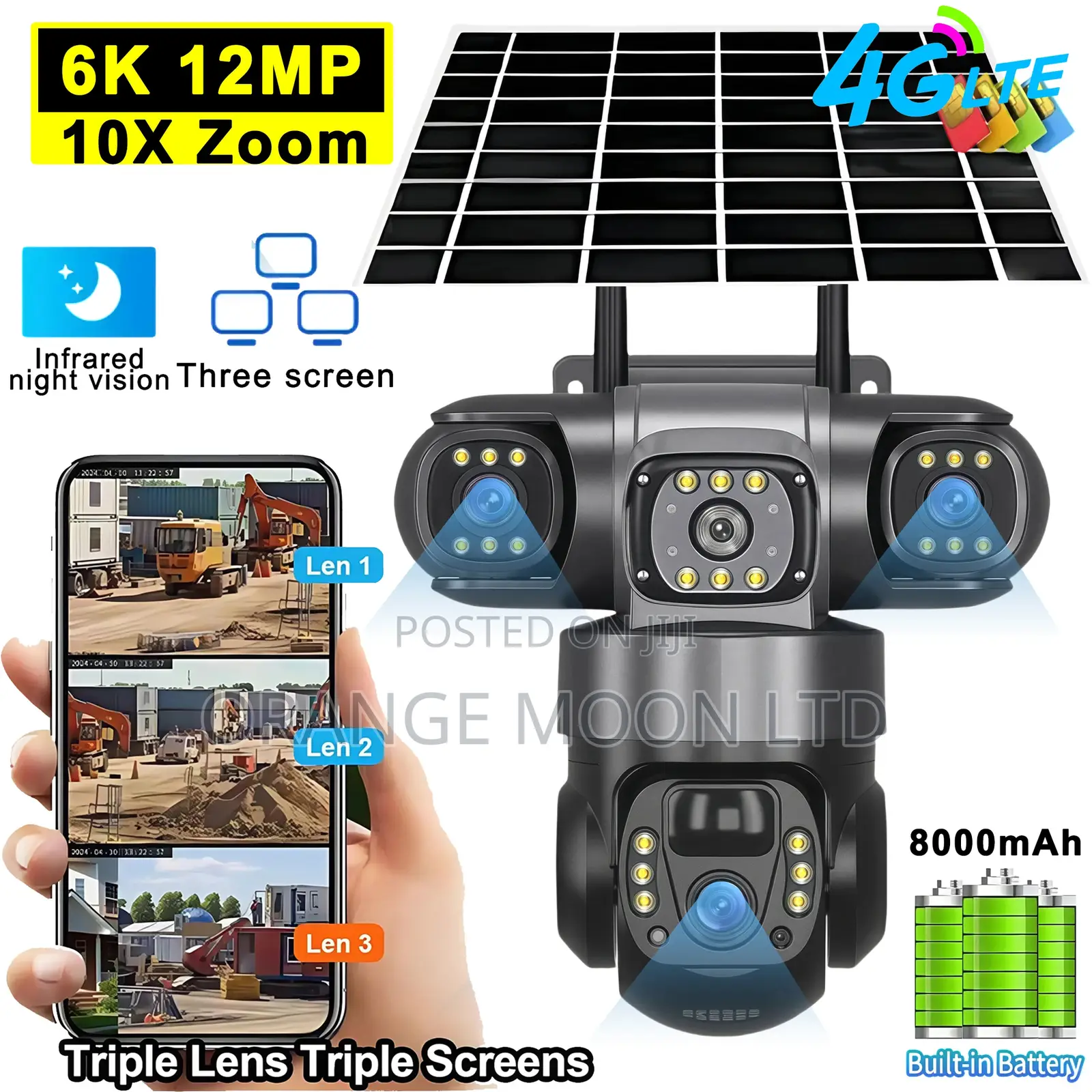 V380 Pro Original 3 Lens 4g Solar Camera Hd 12mp