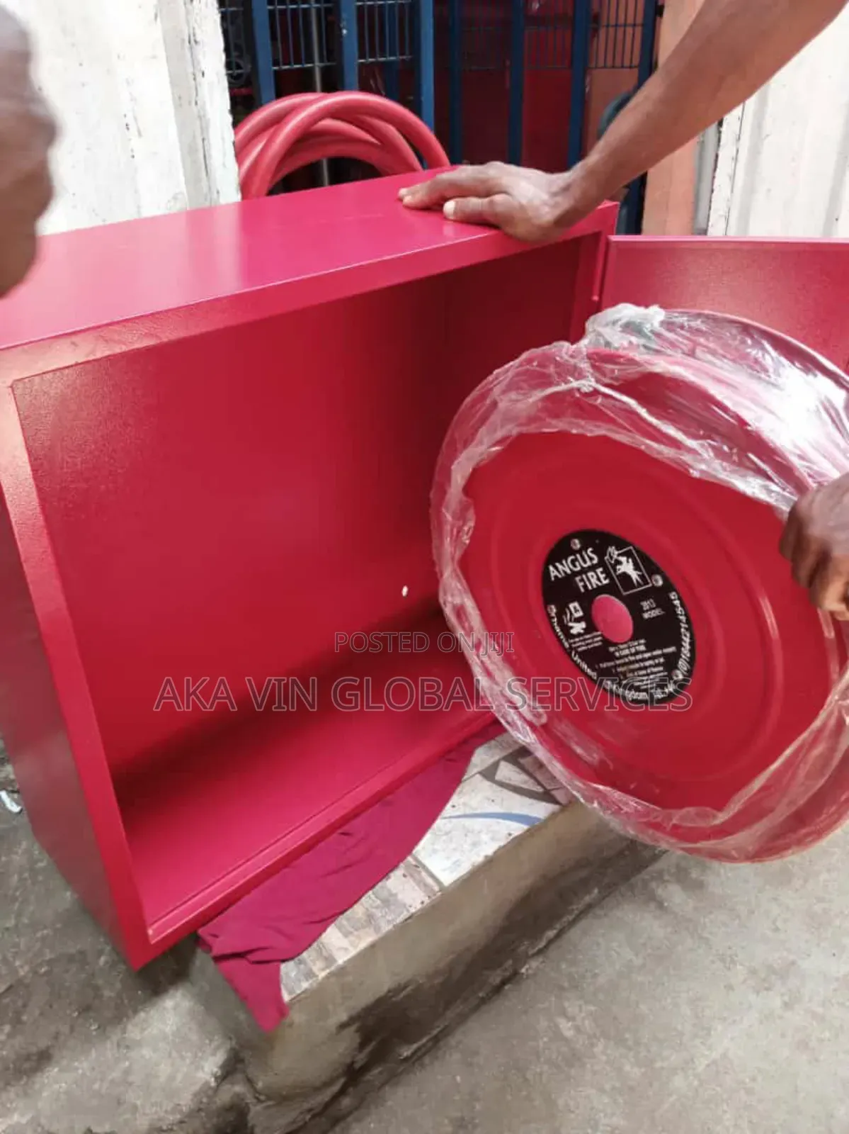 Hose Reel Drum With Cabinet, for Fire Safety.