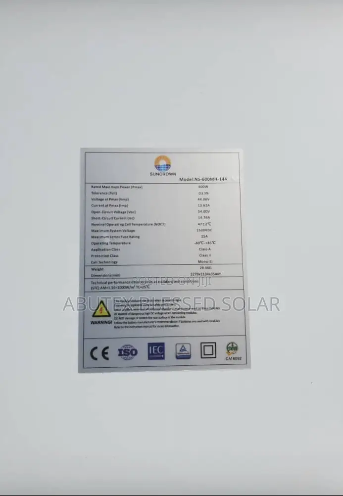 600watt Sun Rown Solar Panels Mono