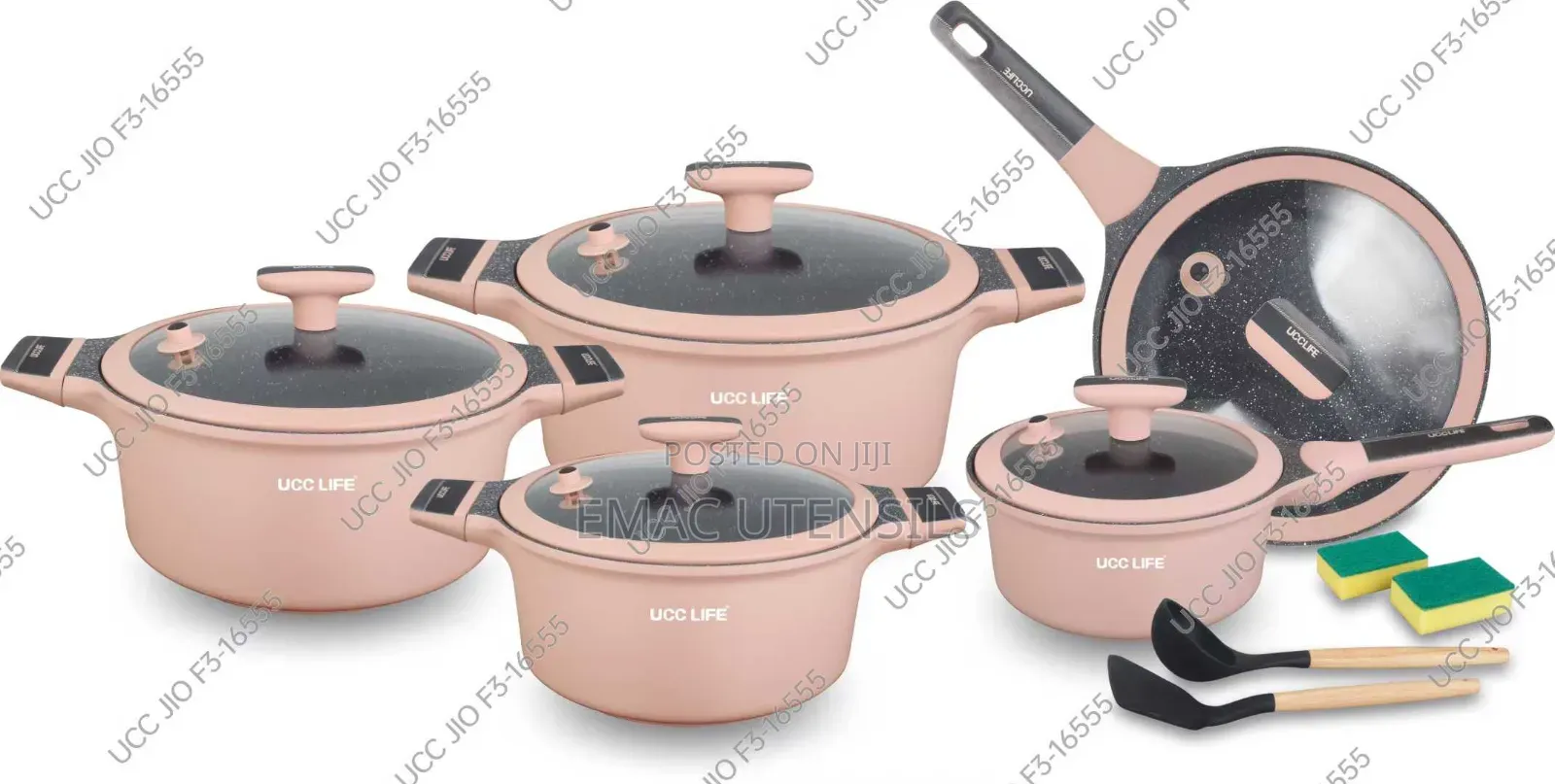 Original 14 Pieces Marble Granite Cookware