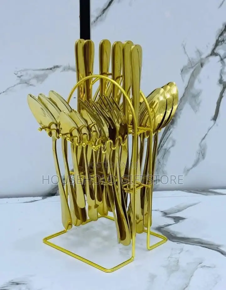 24pcs Polished Golden Cutlery Set