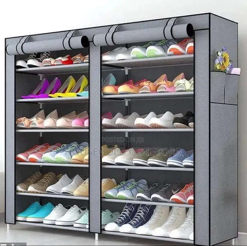 6 Layers Double Sided Covered Shoe Rack