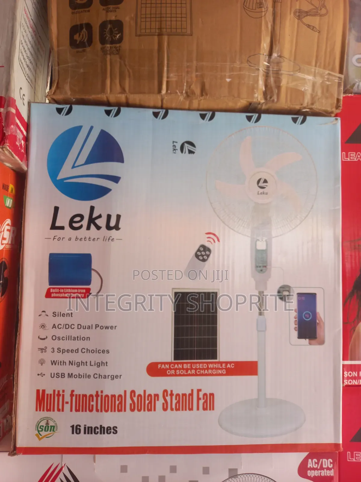Leku Multifunctional Solar Standing Fan