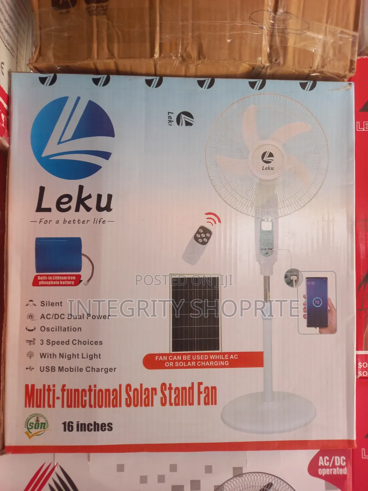 Leku Multifunctional Solar Standing Fan