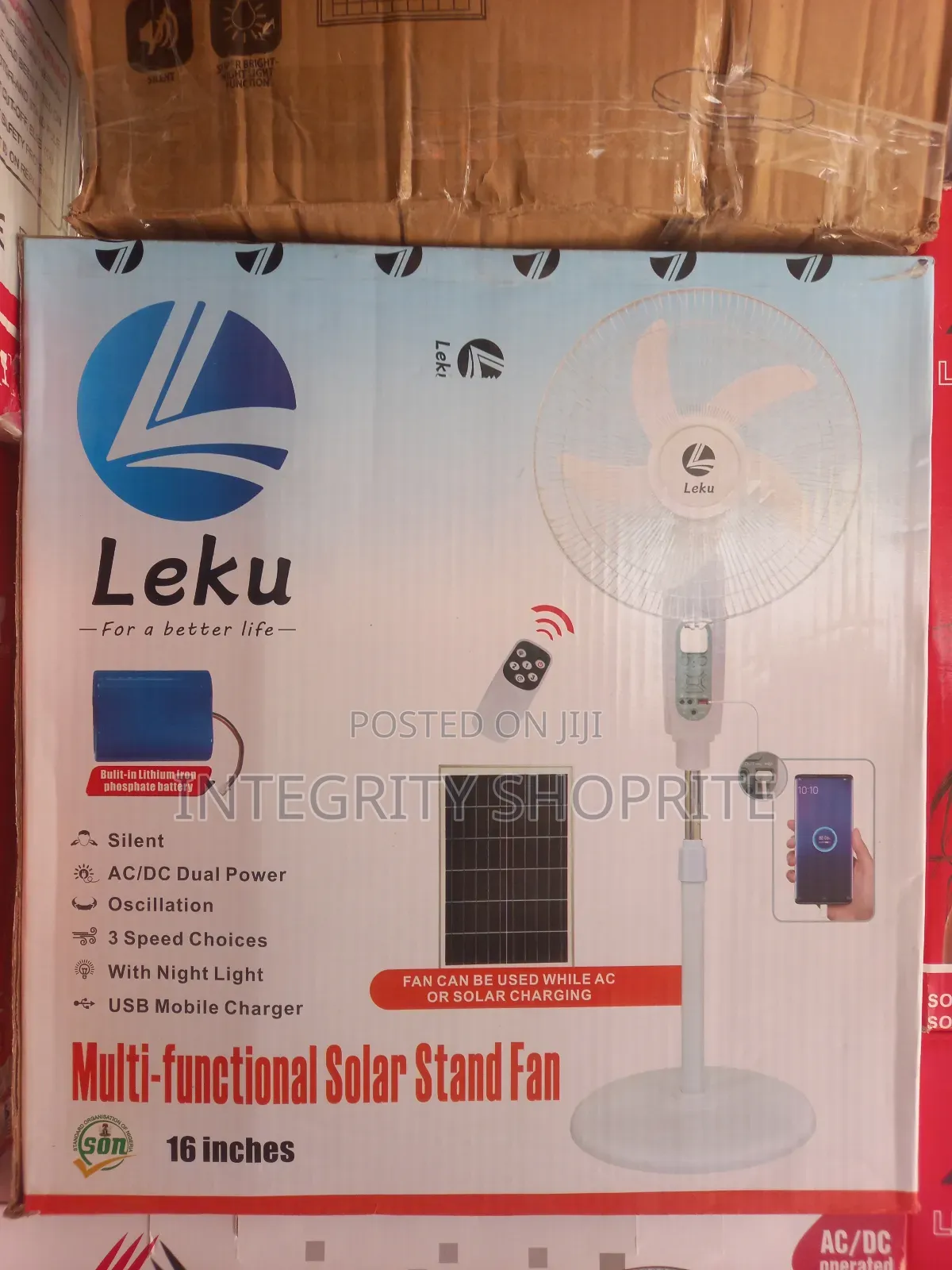 Leku Multifunctional Solar Standing Fan